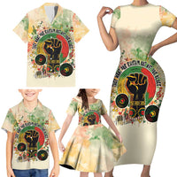 They Want Our Rhythm Not Our Blues Family Matching Short Sleeve Bodycon Dress and Hawaiian Shirt African Music Pride