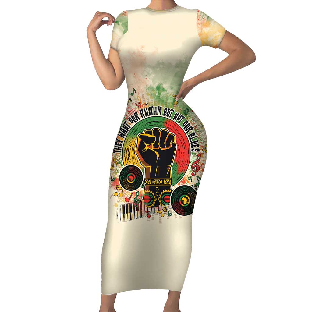 They Want Our Rhythm Not Our Blues Family Matching Short Sleeve Bodycon Dress and Hawaiian Shirt African Music Pride