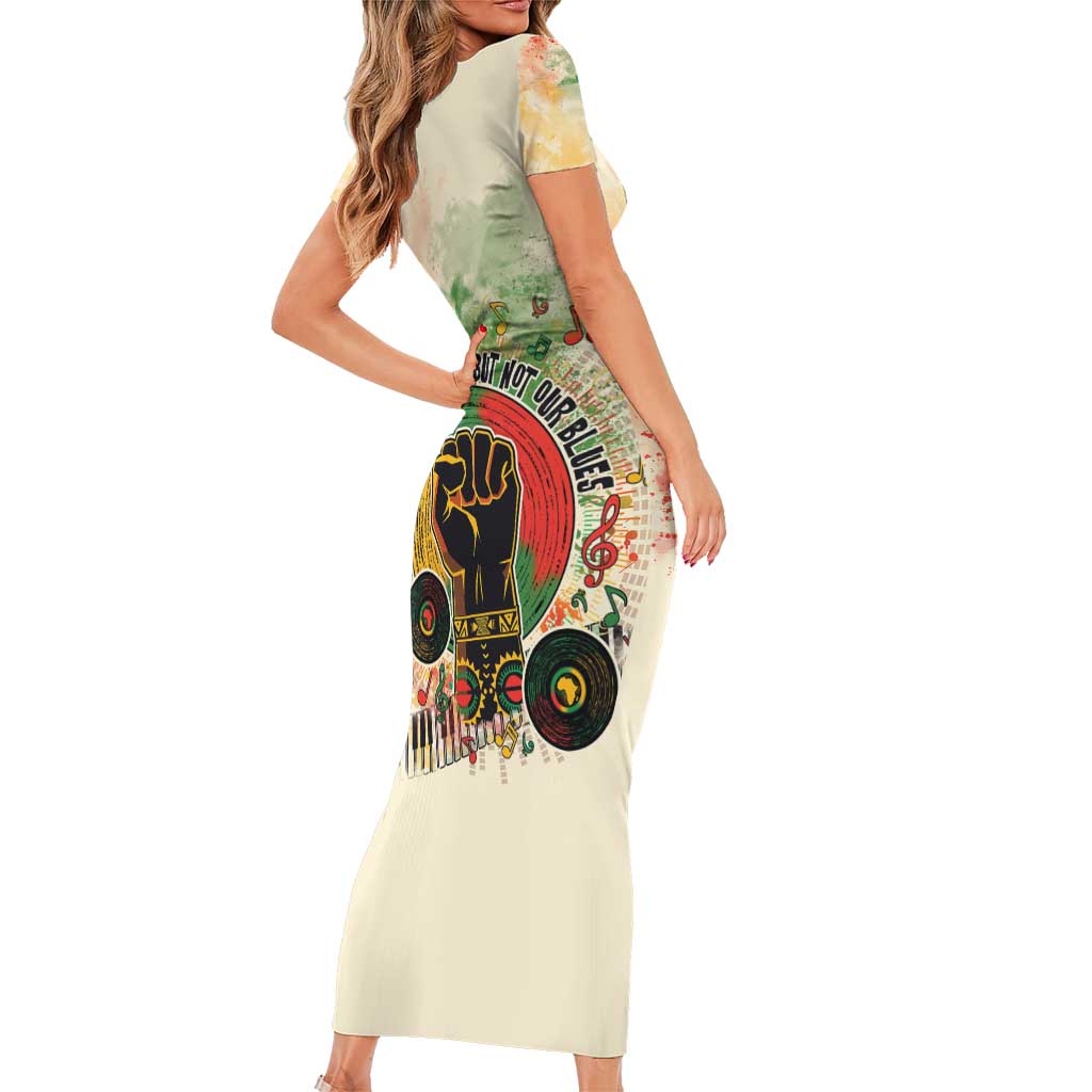 They Want Our Rhythm Not Our Blues Family Matching Short Sleeve Bodycon Dress and Hawaiian Shirt African Music Pride