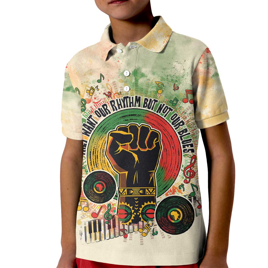 They Want Our Rhythm Not Our Blues Kid Polo Shirt African Music Pride