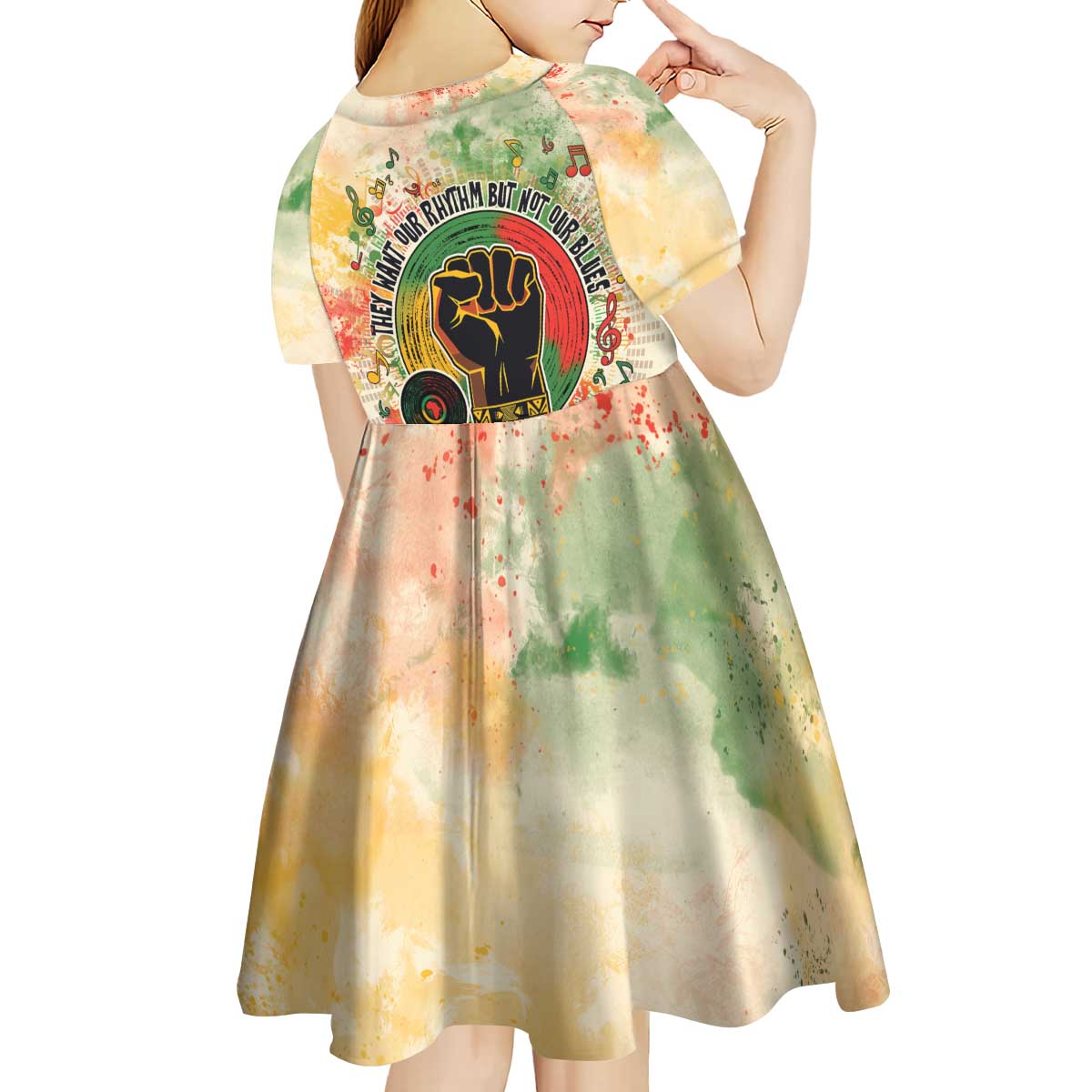 They Want Our Rhythm Not Our Blues Kid Short Sleeve Dress African Music Pride