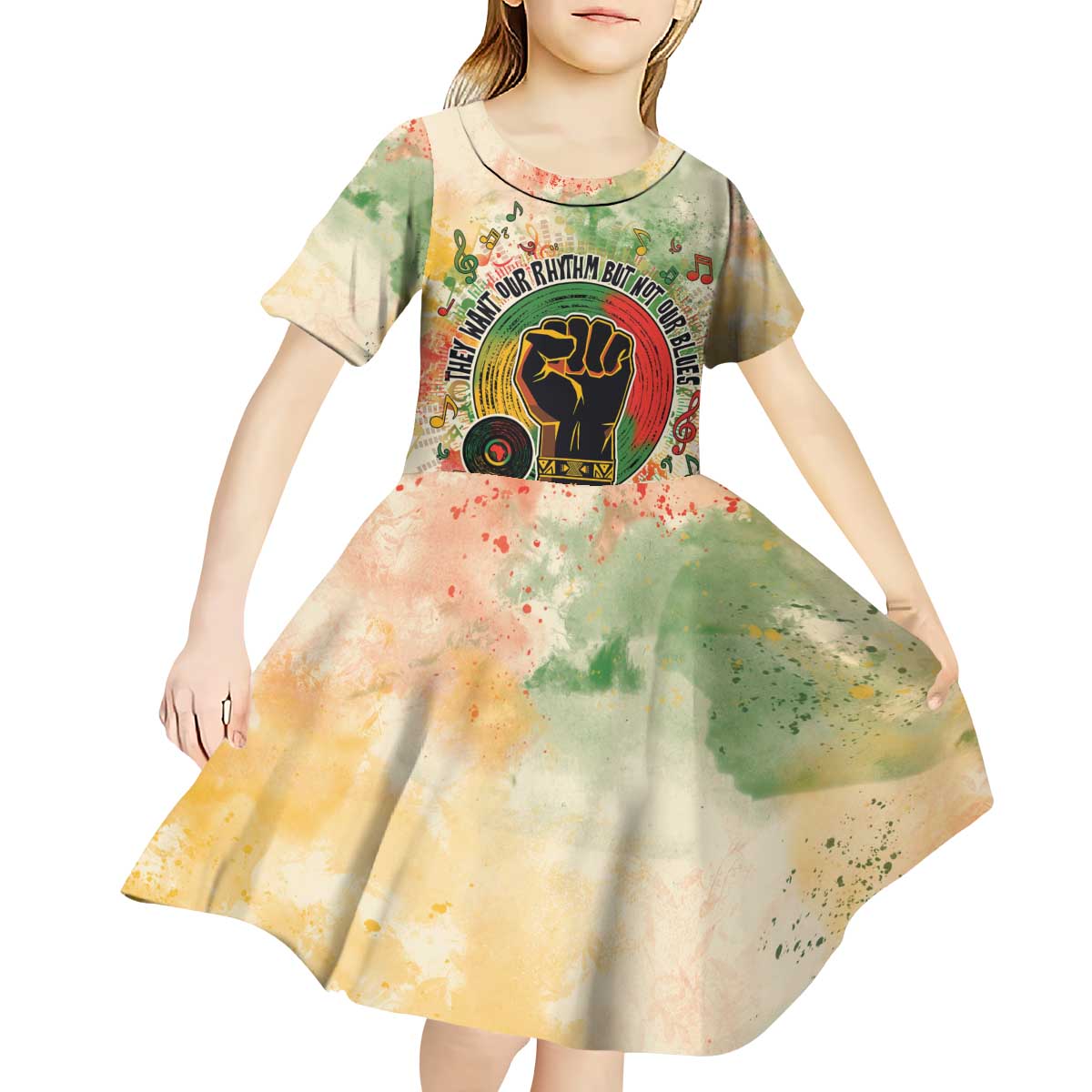 They Want Our Rhythm Not Our Blues Kid Short Sleeve Dress African Music Pride