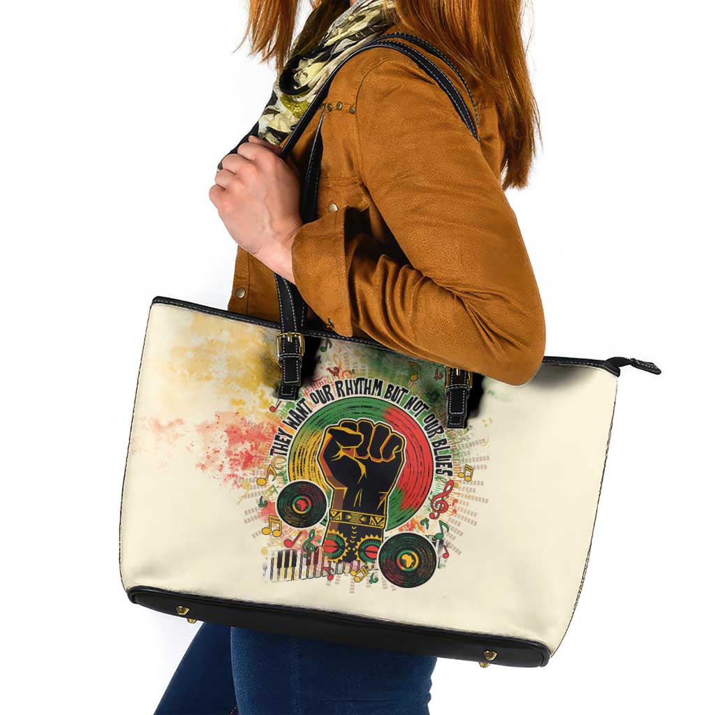 They Want Our Rhythm Not Our Blues Leather Tote Bag African Music Pride