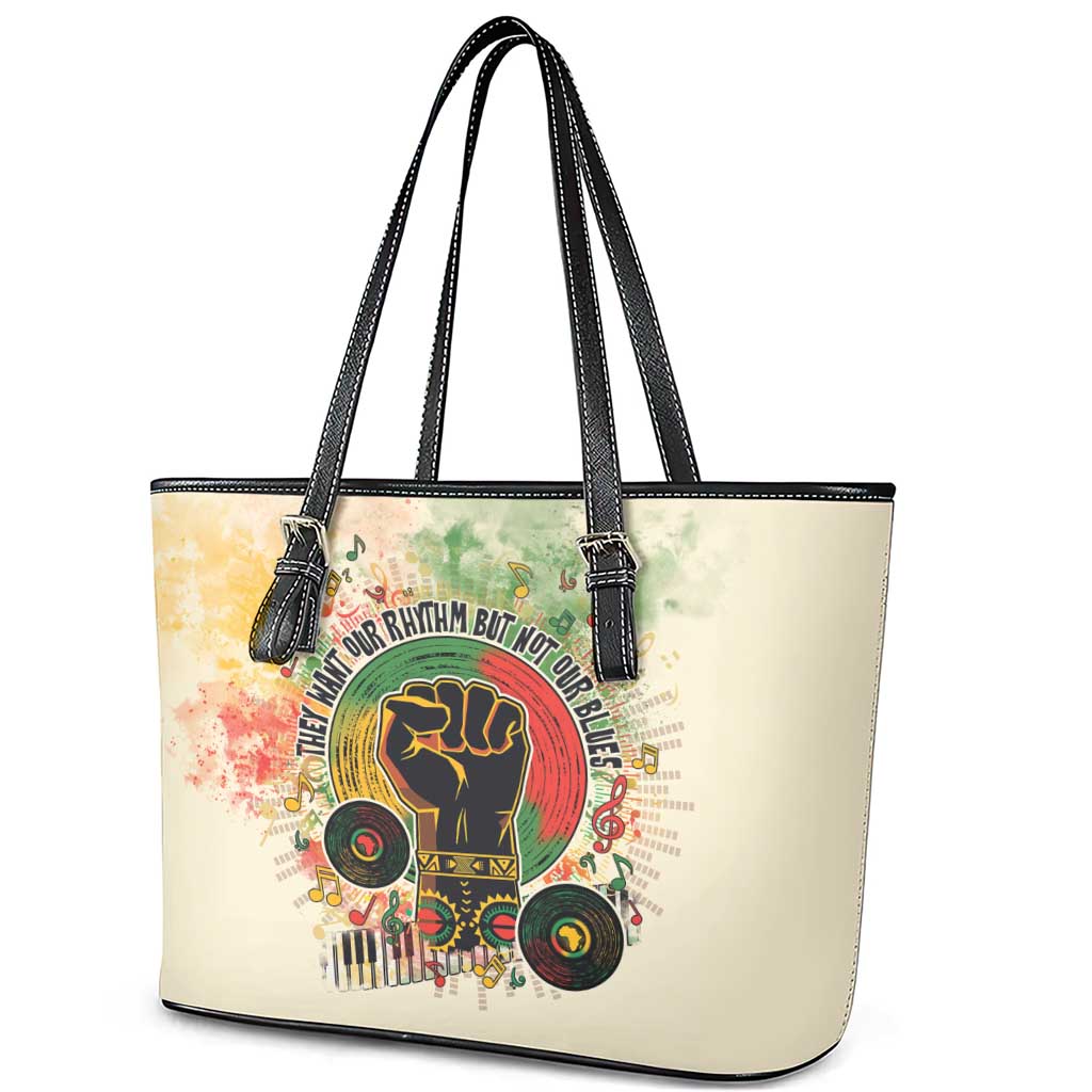 They Want Our Rhythm Not Our Blues Leather Tote Bag African Music Pride