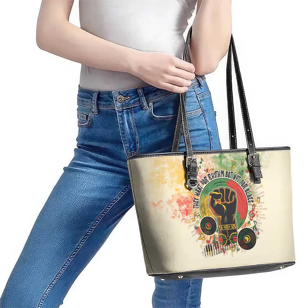 They Want Our Rhythm Not Our Blues Leather Tote Bag African Music Pride