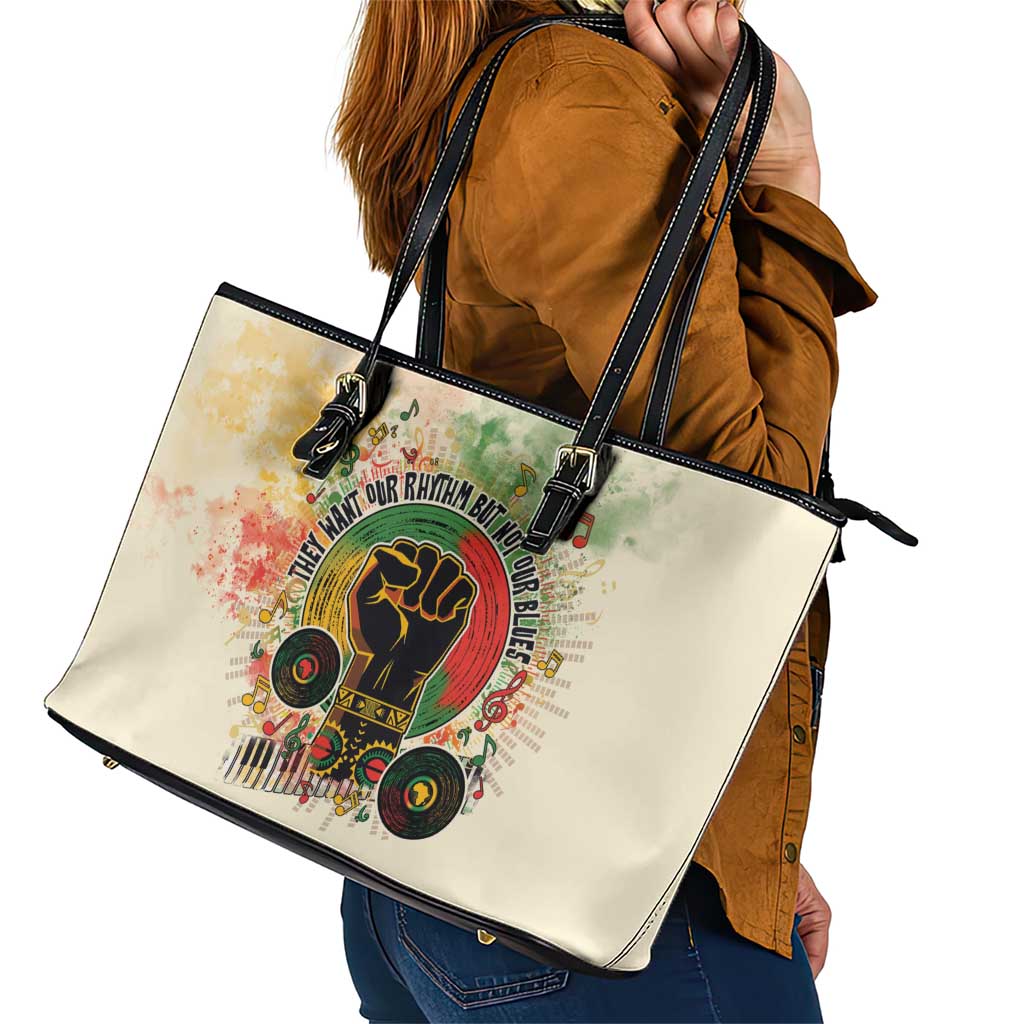 They Want Our Rhythm Not Our Blues Leather Tote Bag African Music Pride