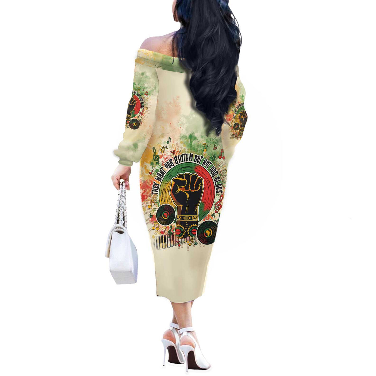 They Want Our Rhythm Not Our Blues Off The Shoulder Long Sleeve Dress African Music Pride