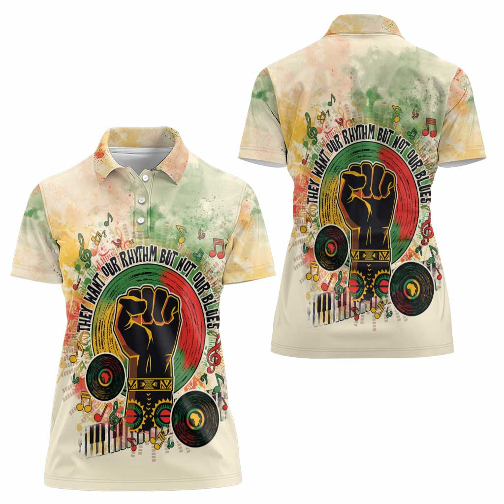 They Want Our Rhythm Not Our Blues Women Polo Shirt African Music Pride