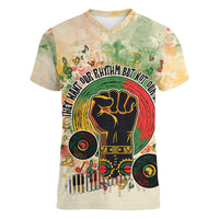 They Want Our Rhythm Not Our Blues Women V-Neck T-Shirt African Music Pride