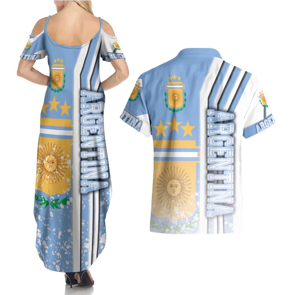 Argentina Football Couples Matching Summer Maxi Dress and Hawaiian Shirt La Albiceleste Soccer - Road To Champion