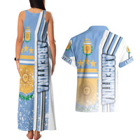 Argentina Football Couples Matching Tank Maxi Dress and Hawaiian Shirt La Albiceleste Soccer - Road To Champion