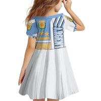 Argentina Football Family Matching Off The Shoulder Long Sleeve Dress and Hawaiian Shirt La Albiceleste Soccer - Road To Champion