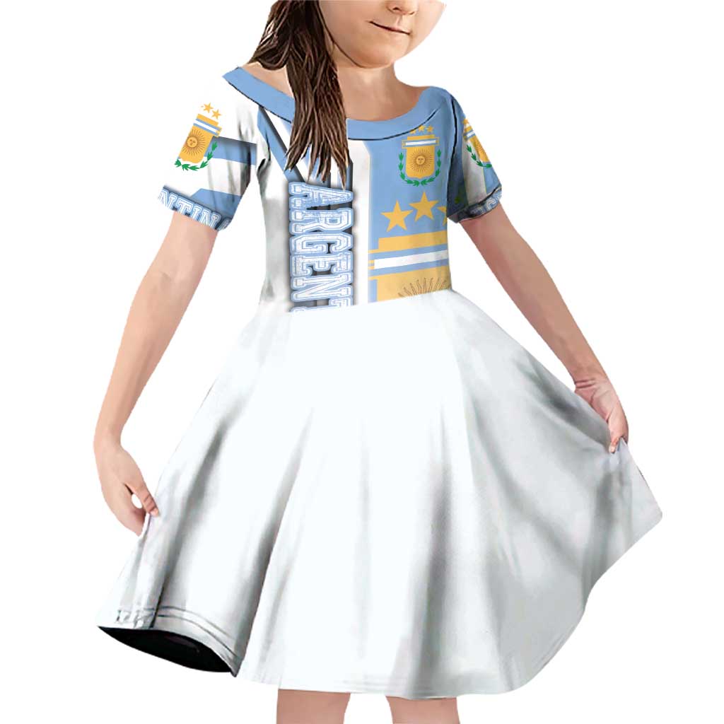 Argentina Football Family Matching Off Shoulder Short Dress and Hawaiian Shirt La Albiceleste Soccer - Road To Champion