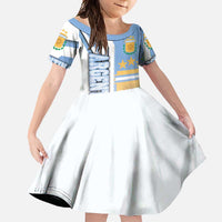 Argentina Football Family Matching Short Sleeve Bodycon Dress and Hawaiian Shirt La Albiceleste Soccer - Road To Champion