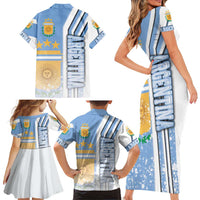 Argentina Football Family Matching Short Sleeve Bodycon Dress and Hawaiian Shirt La Albiceleste Soccer - Road To Champion