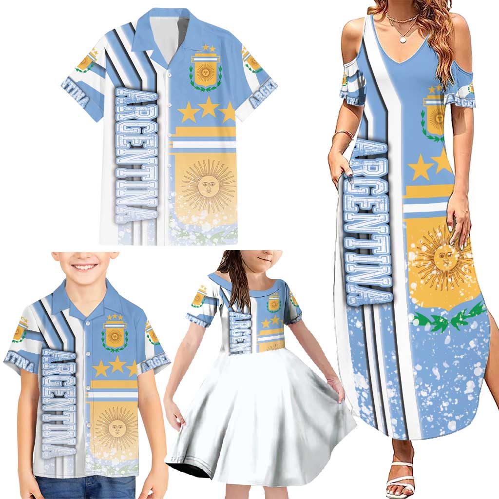 Argentina Football Family Matching Summer Maxi Dress and Hawaiian Shirt La Albiceleste Soccer - Road To Champion
