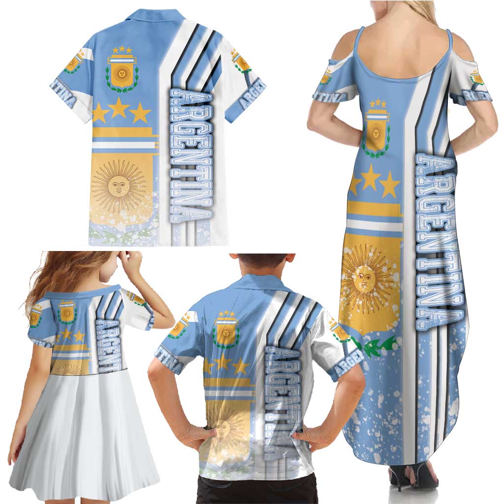 Argentina Football Family Matching Summer Maxi Dress and Hawaiian Shirt La Albiceleste Soccer - Road To Champion
