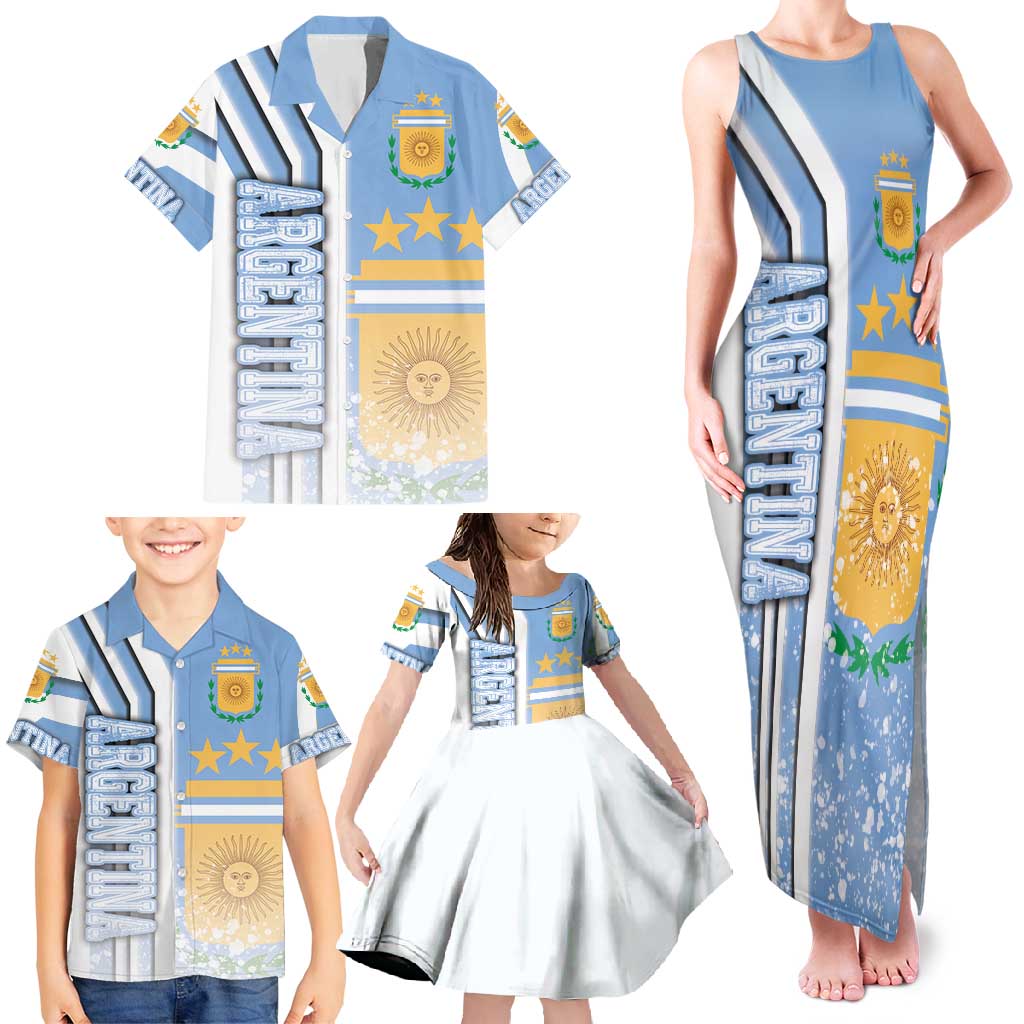 Argentina Football Family Matching Tank Maxi Dress and Hawaiian Shirt La Albiceleste Soccer - Road To Champion