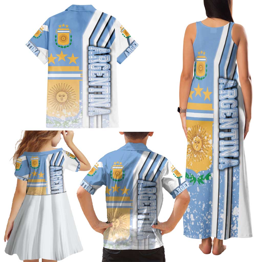 Argentina Football Family Matching Tank Maxi Dress and Hawaiian Shirt La Albiceleste Soccer - Road To Champion