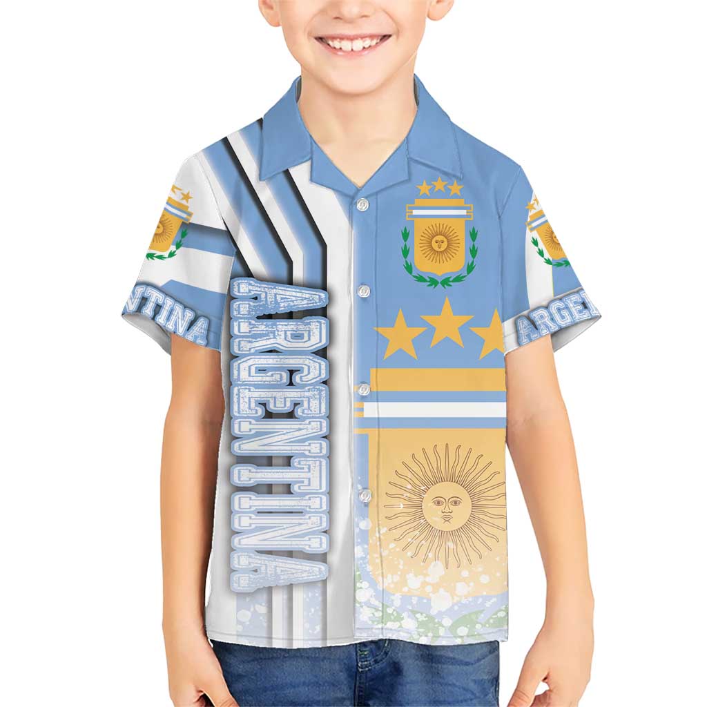 Argentina Football Kid Hawaiian Shirt La Albiceleste Soccer - Road To Champion