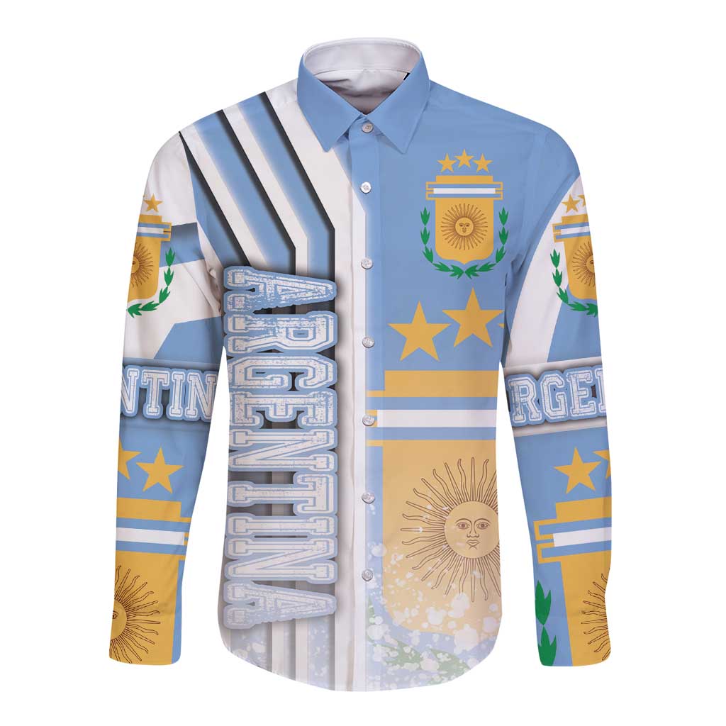 Argentina Football Long Sleeve Button Shirt La Albiceleste Soccer - Road To Champion