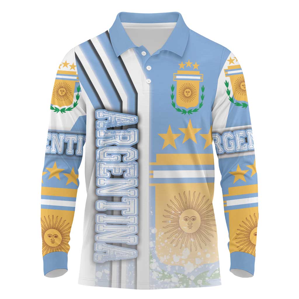 Argentina Football Long Sleeve Polo Shirt La Albiceleste Soccer - Road To Champion