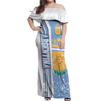 Argentina Football Off Shoulder Maxi Dress La Albiceleste Soccer - Road To Champion