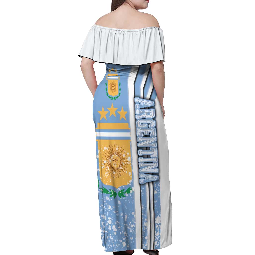 Argentina Football Off Shoulder Maxi Dress La Albiceleste Soccer - Road To Champion