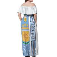 Argentina Football Off Shoulder Maxi Dress La Albiceleste Soccer - Road To Champion