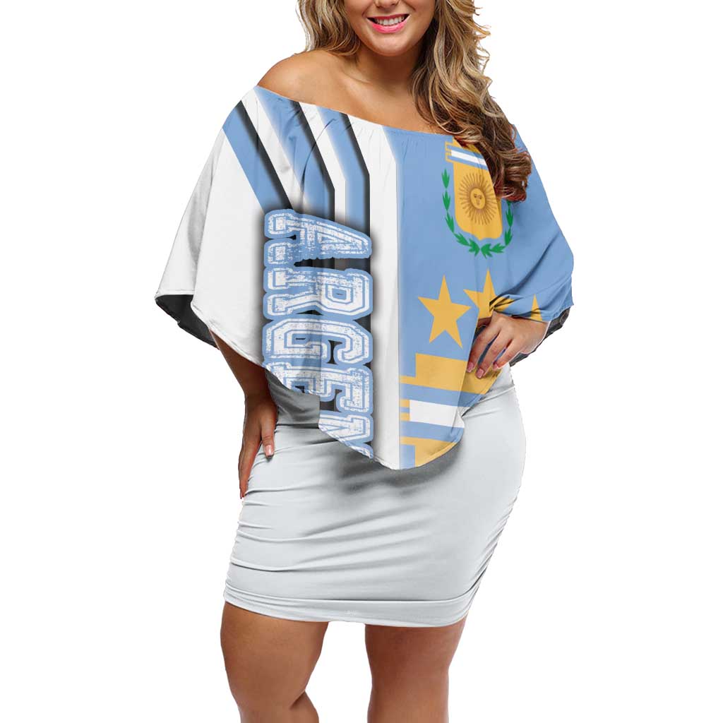 Argentina Football Off Shoulder Short Dress La Albiceleste Soccer - Road To Champion