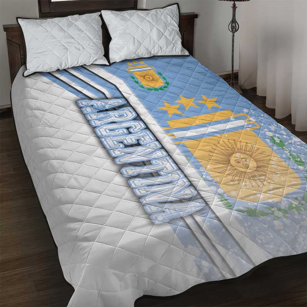 Argentina Football Quilt Bed Set La Albiceleste Soccer - Road To Champion