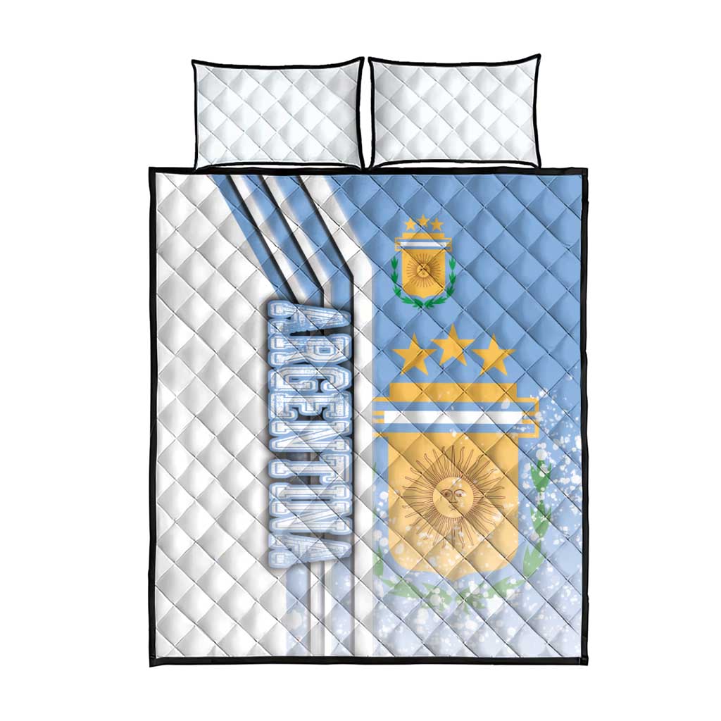 Argentina Football Quilt Bed Set La Albiceleste Soccer - Road To Champion