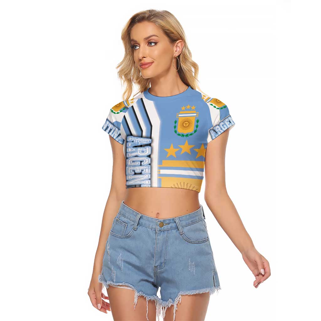 Argentina Football Raglan Cropped T Shirt La Albiceleste Soccer - Road To Champion