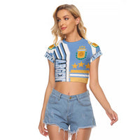 Argentina Football Raglan Cropped T Shirt La Albiceleste Soccer - Road To Champion