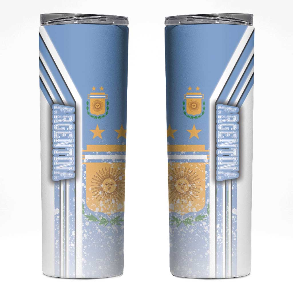 Argentina Football Skinny Tumbler La Albiceleste Soccer - Road To Champion