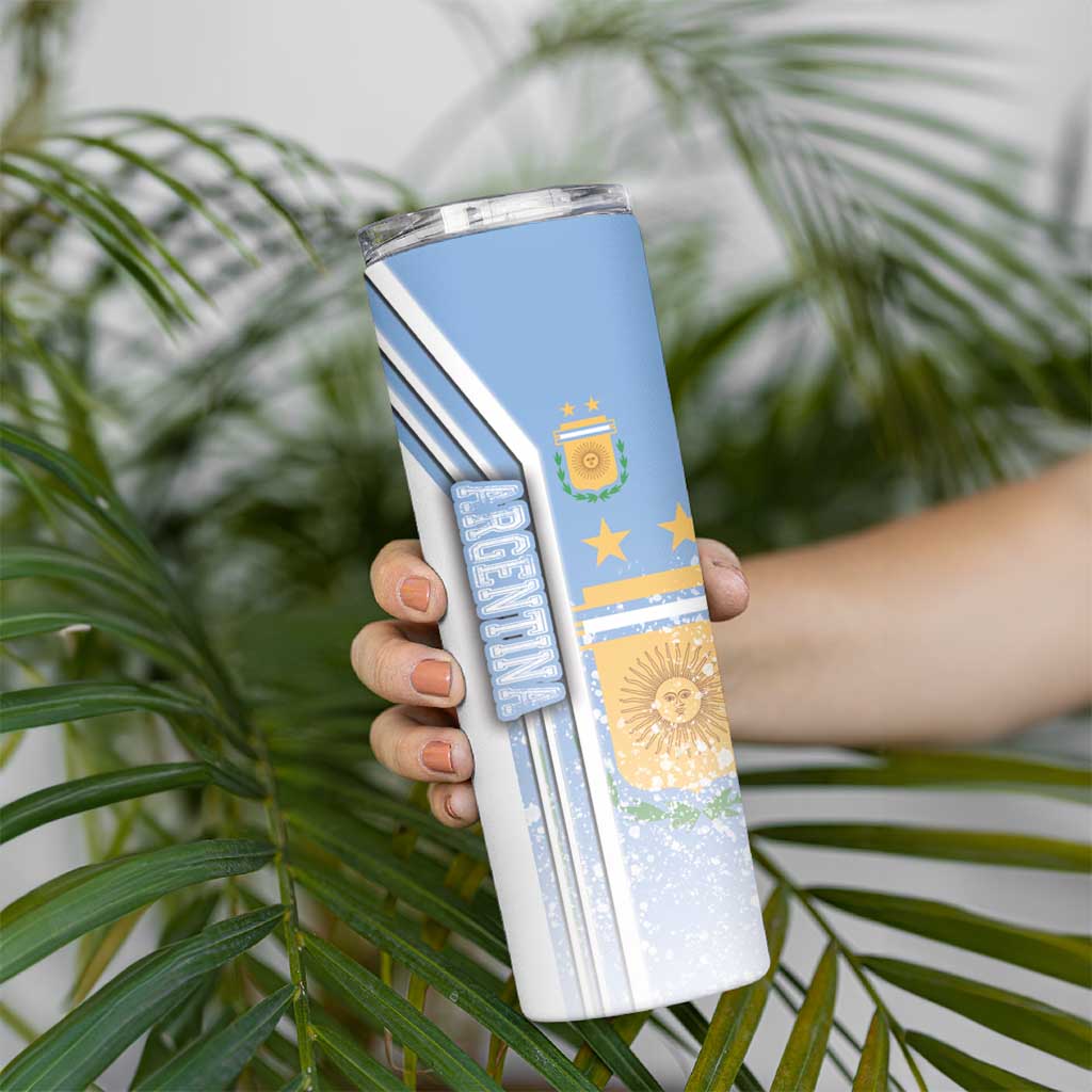 Argentina Football Skinny Tumbler La Albiceleste Soccer - Road To Champion