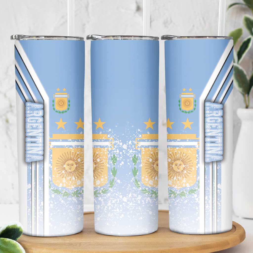 Argentina Football Skinny Tumbler La Albiceleste Soccer - Road To Champion