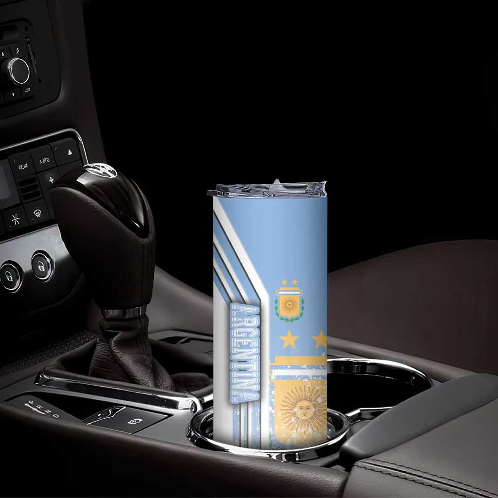 Argentina Football Skinny Tumbler La Albiceleste Soccer - Road To Champion