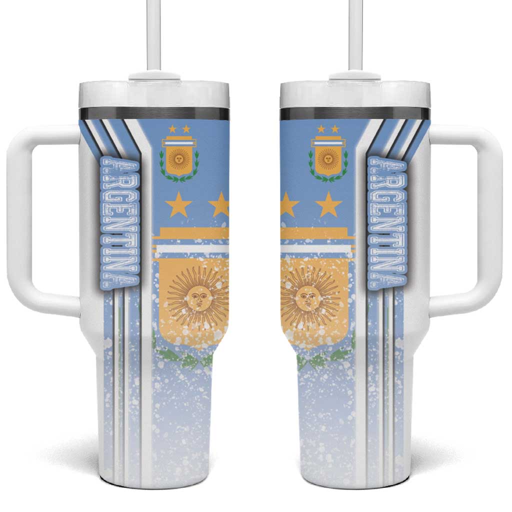 Argentina Football Tumbler With Handle La Albiceleste Soccer - Road To Champion