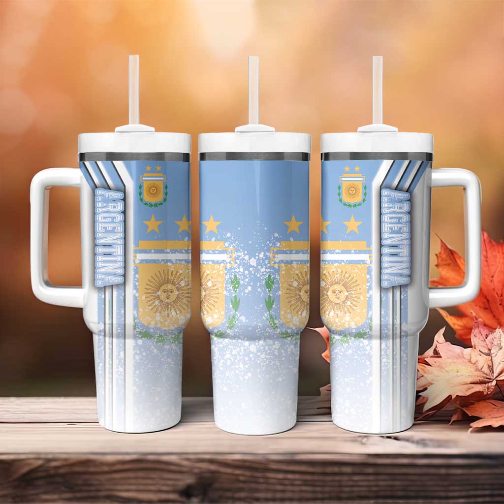 Argentina Football Tumbler With Handle La Albiceleste Soccer - Road To Champion