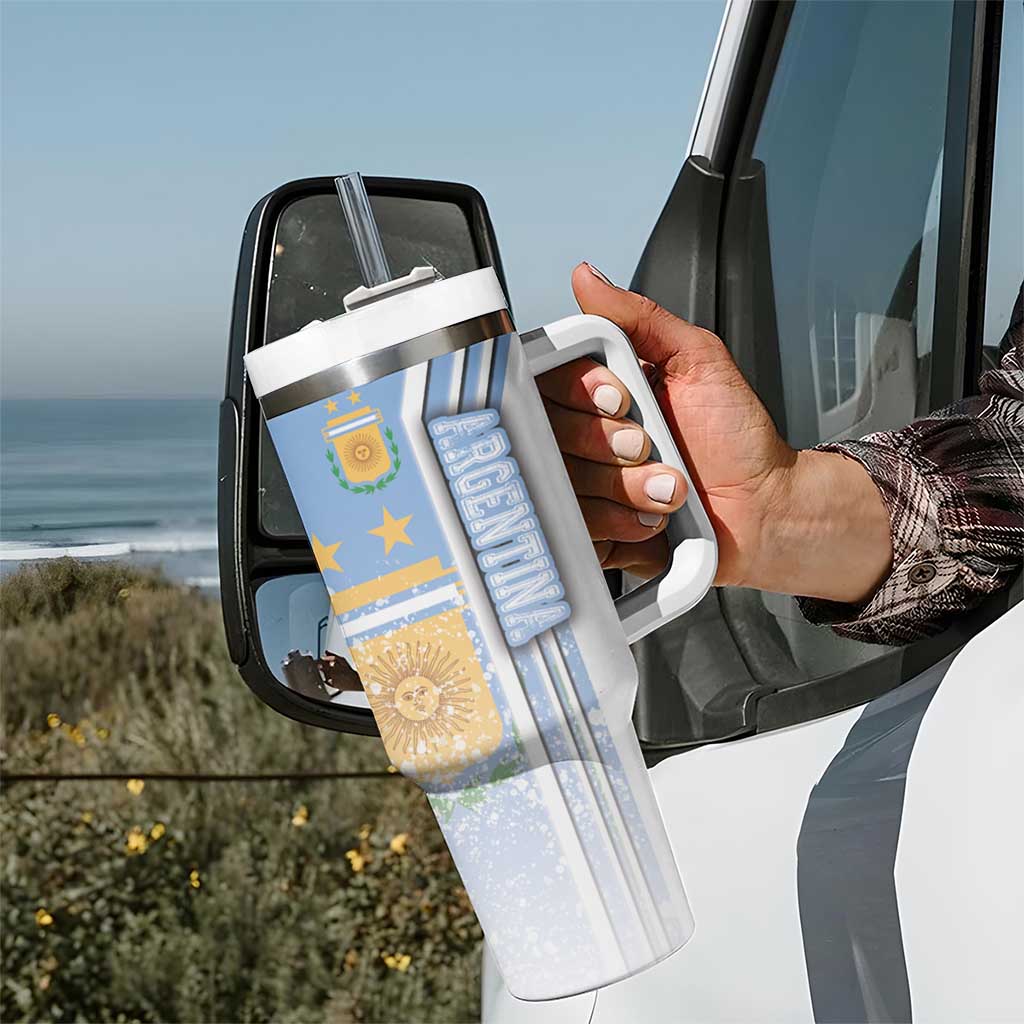 Argentina Football Tumbler With Handle La Albiceleste Soccer - Road To Champion