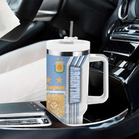 Argentina Football Tumbler With Handle La Albiceleste Soccer - Road To Champion