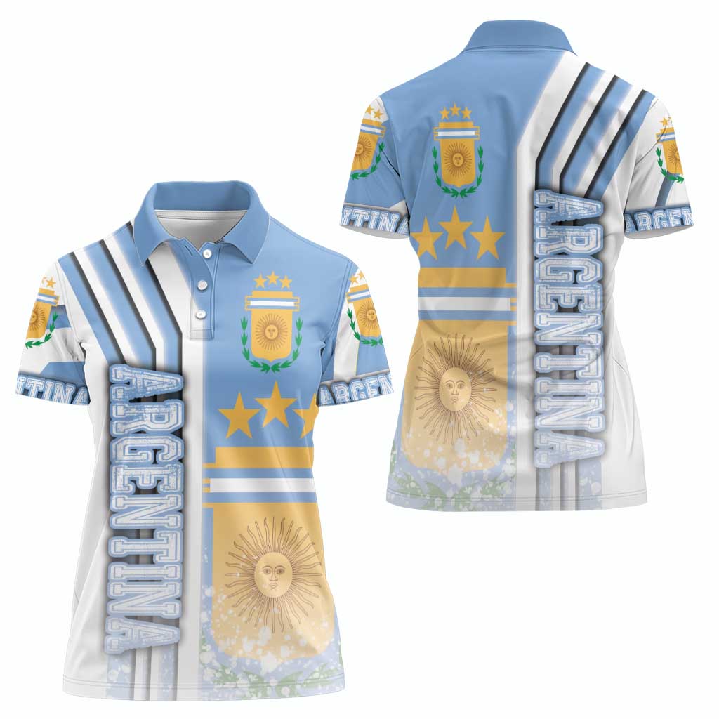 Argentina Football Women Polo Shirt La Albiceleste Soccer - Road To Champion