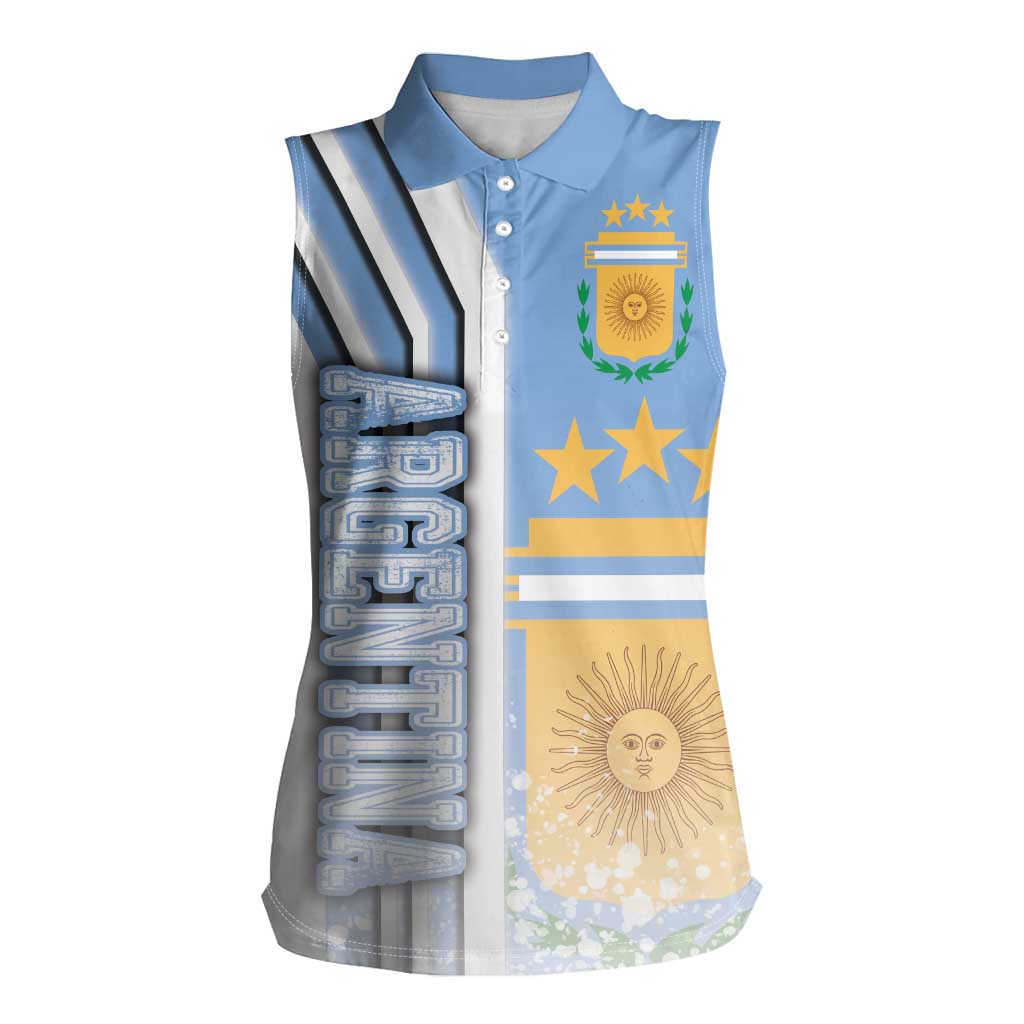 Argentina Football Women Sleeveless Polo Shirt La Albiceleste Soccer - Road To Champion