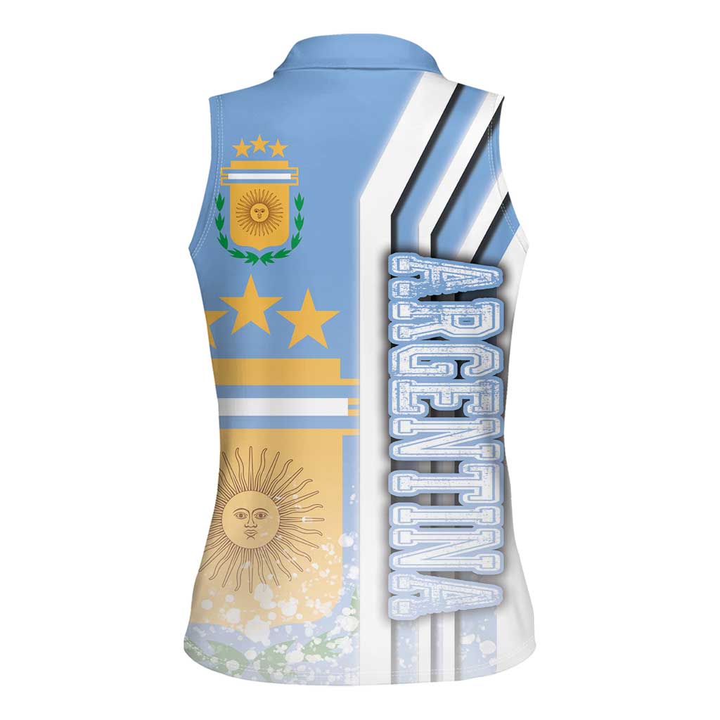 Argentina Football Women Sleeveless Polo Shirt La Albiceleste Soccer - Road To Champion
