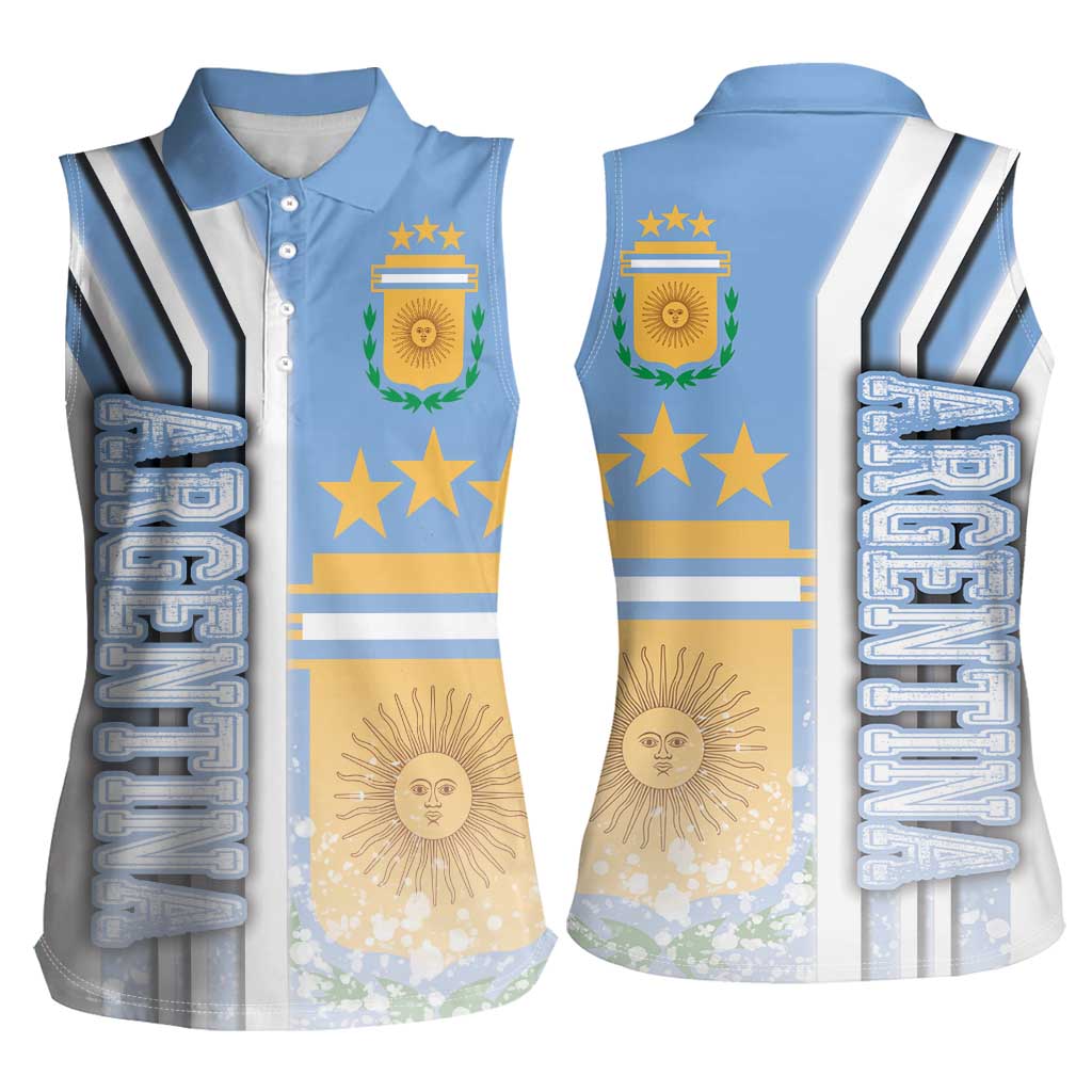 Argentina Football Women Sleeveless Polo Shirt La Albiceleste Soccer - Road To Champion