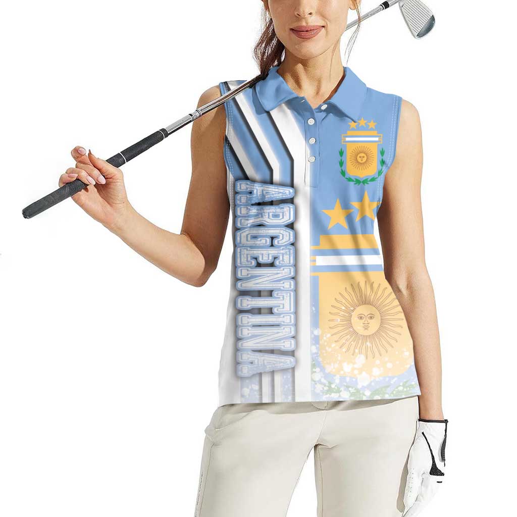 Argentina Football Women Sleeveless Polo Shirt La Albiceleste Soccer - Road To Champion