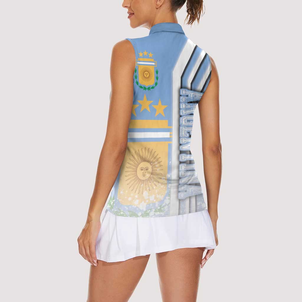 Argentina Football Women Sleeveless Polo Shirt La Albiceleste Soccer - Road To Champion