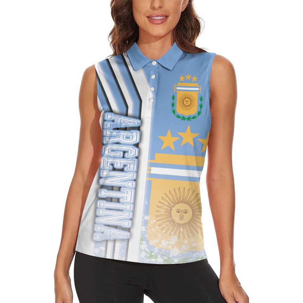 Argentina Football Women Sleeveless Polo Shirt La Albiceleste Soccer - Road To Champion