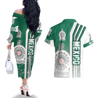 Mexico Football Couples Matching Off The Shoulder Long Sleeve Dress and Hawaiian Shirt El Tri Soccer - Road To Champion - Wonder Print Shop